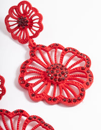 Red Diamante Flower Drop Earrings - link has visual effect only