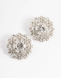 Silver Statement Grand Diamante Stud Earrings - link has visual effect only