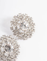 Silver Statement Grand Diamante Stud Earrings - link has visual effect only