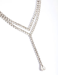 Silver Double Row Teardrop Chain Y-Necklace - link has visual effect only