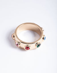 Gold Multi Stone Band Ring - link has visual effect only