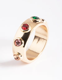 Gold Multi Stone Band Ring - link has visual effect only