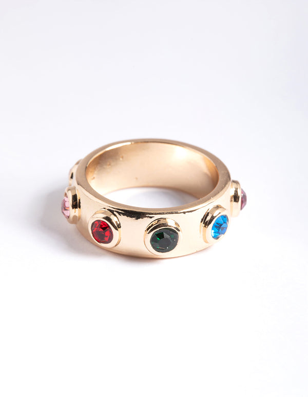 Gold Multi Stone Band Ring