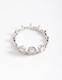 Silver Cubic Zirconia Crown Ring - link has visual effect only