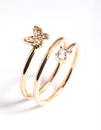 Gold Mini Butterfly Wrap Ring - link has visual effect only