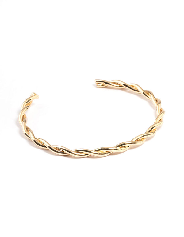 Gold Plated Twist Open Cuff Bangle