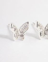 Sterling Silver Cubic Zirconia Pave Butterfly Stud Earrings - link has visual effect only