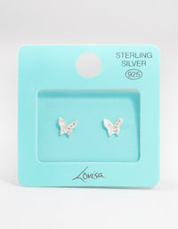 Sterling Silver Cubic Zirconia Pave Butterfly Stud Earrings - link has visual effect only