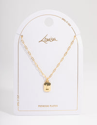 Letter L Gold Plated Rectangle Pendant Initial Necklace - link has visual effect only