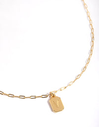 Letter V Gold Plated Rectangle Pendant Initial Necklace - link has visual effect only