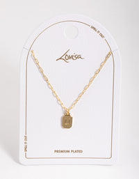 Letter U Gold Plated Rectangle Pendant Initial Necklace - link has visual effect only