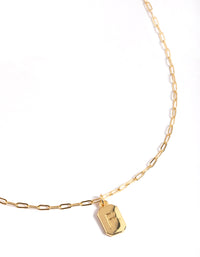 Letter F Gold Plated Rectangle Pendant Initial Necklace - link has visual effect only