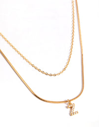 Letter Z Gold Plated Layered Diamante Initial Necklace - link has visual effect only