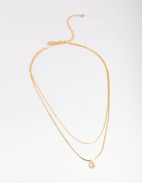 Letter G Gold Plated Layered Diamante Initial Necklace - link has visual effect only