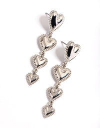 Silver Four Graduated Heart Drop Earrings - link has visual effect only