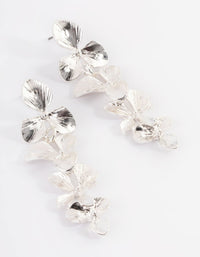 Rhodium Graduated Flower Drop Earrings - link has visual effect only