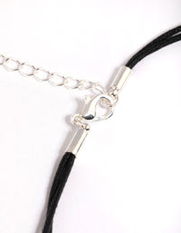 Rhodium Double Circle String Cord Necklace - link has visual effect only