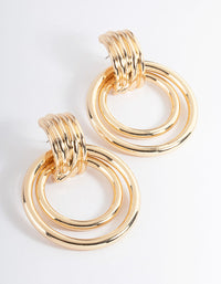 Gold Round Chunky Drop Earrings - link has visual effect only