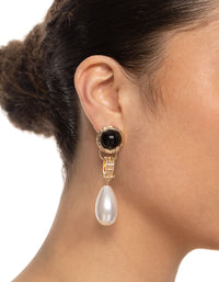 Gold Vintage Drop Pearl Earrings - link has visual effect only