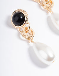 Gold Vintage Drop Pearl Earrings - link has visual effect only