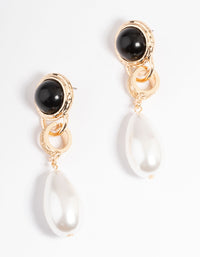 Gold Vintage Drop Pearl Earrings - link has visual effect only