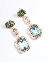 Gold Trio Gemstone Drop Earrings - link has visual effect only