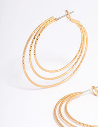 Worn Gold Textured Multi Hoop Earrings - link has visual effect only