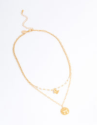 Worn Gold Pearl Butterfly Chain Necklace - link has visual effect only