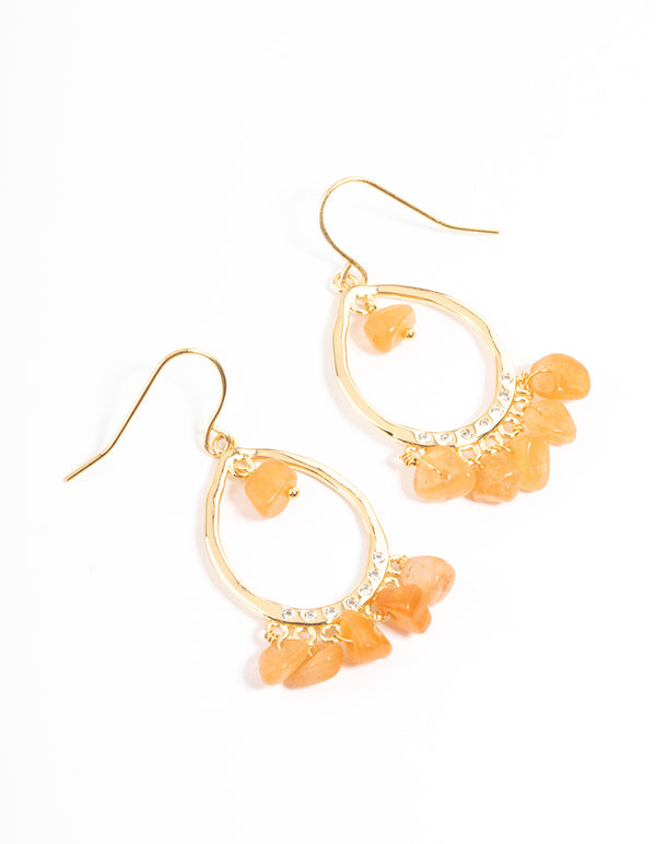 Gold Orange Mini Drop Earrings