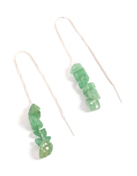 Silver Plated Green Fluorite Box Thread Earrings - link has visual effect only