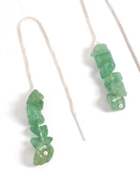 Silver Plated Green Fluorite Box Thread Earrings - link has visual effect only