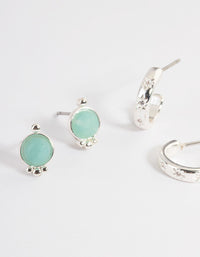 Silver Plated Amazonite Round Star Stack Earrings - link has visual effect only