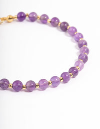 Gold Plated Amethyst Ball Bead Toggle Bracelet - link has visual effect only