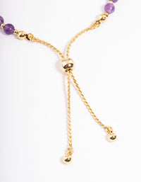 Gold Plated Amethyst Ball Bead Toggle Bracelet - link has visual effect only