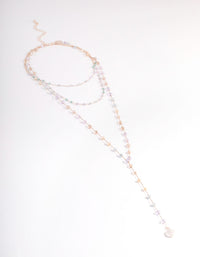 Rose Gold Mixed Bead Three Row Necklace - link has visual effect only