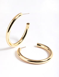 Gold Plated Brass Medium Chunky Hoop Earrings - link has visual effect only