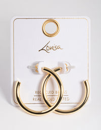 Gold Plated Brass Medium Chunky Hoop Earrings - link has visual effect only