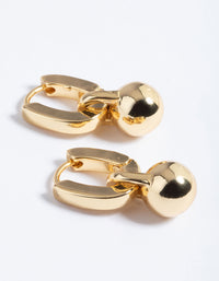 Gold Plated Brass Ball Drop Huggie Earrings - link has visual effect only