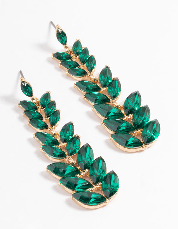 Gold Graduated Leaf Drop Earrings