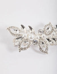 Silver Diamante & Pearl Barette Clip - link has visual effect only