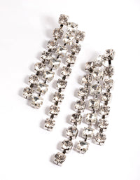 Silver Diamante Statement 3 Drop Earrings - link has visual effect only