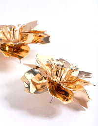 Gold Diamante Flower Stud Earrings - link has visual effect only