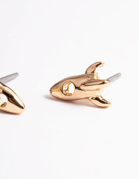 Gold Spaceship Stud Earrings - link has visual effect only