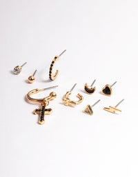 Gold Cross & Symbol Stack Earrings - link has visual effect only