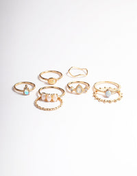 Gold Pearl & Opal Ring 8-Pack - link has visual effect only