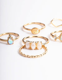 Gold Pearl & Opal Ring 8-Pack - link has visual effect only