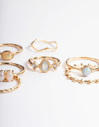 Gold Pearl & Opal Ring 8-Pack - link has visual effect only