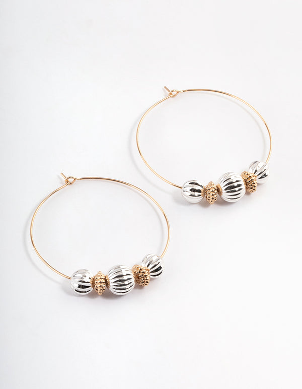 Metallic Textured Wire Hoop Earrings