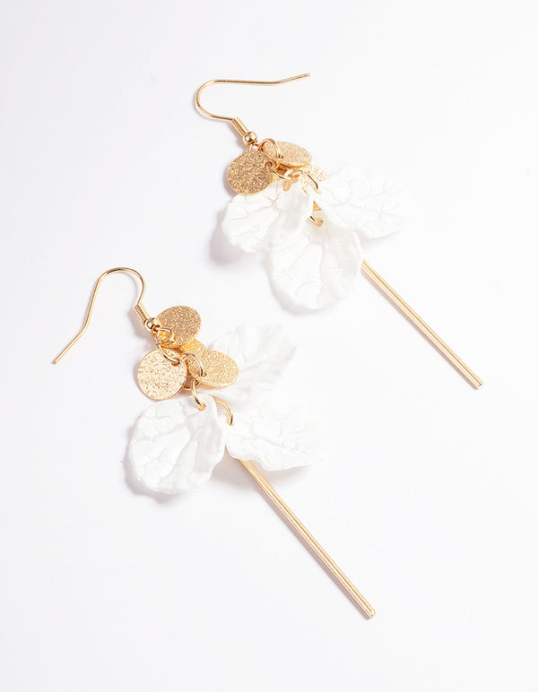 Gold Multi Disc & Petal Drop Earrings