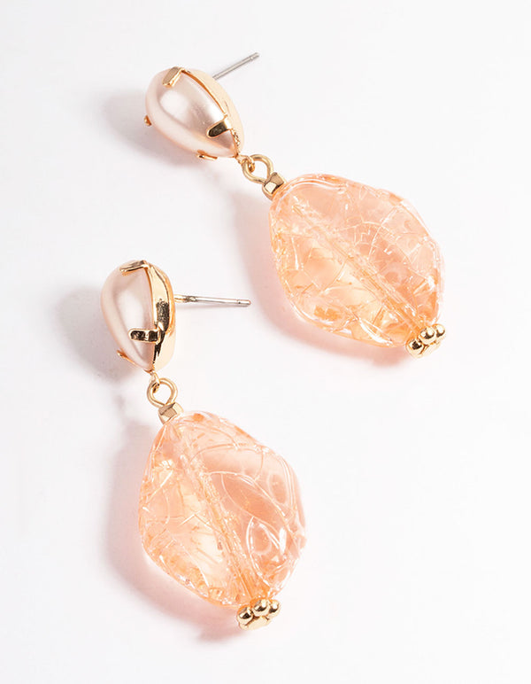 Blush Irregular Stone & Pearl Drop Earrings